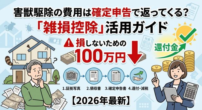 害獣駆除の費用は確定申告で返ってくる？雑損控除の申請手順と100万円損しないための注意点【2026年最新】
