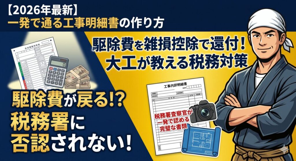 【修正用】害獣・シロアリ駆除は雑損控除で還付！税務署に否認されない大工の知恵