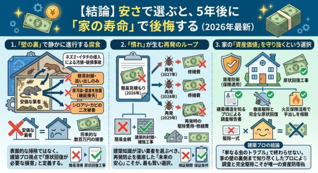 結論：安さで選ぶと、5年後に家の寿命で後悔する