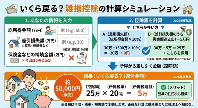いくら戻る?雑損控除の計算シミュレーション