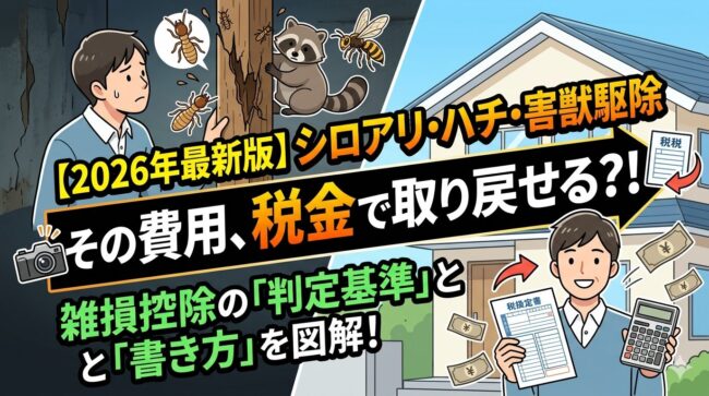 【2026最新】ハチ・シロアリ・害獣駆除は「雑損控除」で賢く取り戻す!計算手順と書き方ガイド