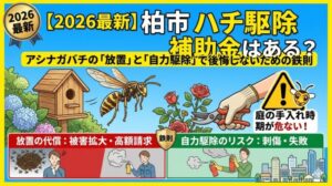 【2026最新】柏市のハチ駆除に補助金はある？アシナガバチの「放置」と「自力駆除」で後悔しないための鉄則｜庭の手入れ時期が危ない！