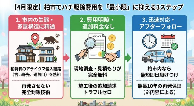 【4月限定】柏市でハチ駆除費用を「最小限」に抑える3ステップ