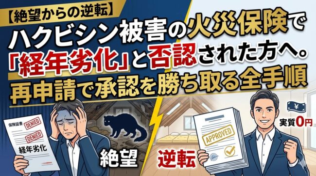 【絶望からの逆転】ハクビシン被害の火災保険で「経年劣化」と否認された方へ。再申請で承認を勝ち取る全手順