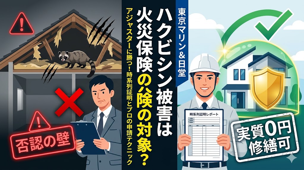 【東京海上日動】ハクビシン被害は火災保険の対象？アジャスターを論破する時系列証明と申請のコツ