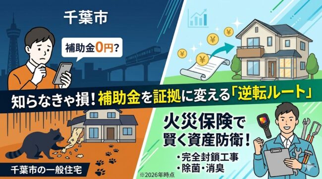 【2026】千葉市の害獣駆除補助金は0円？火災保険で「実質無料」にする資産防衛術をプロが公開