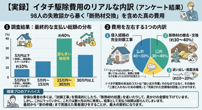 【実録】イタチ駆除費用のリアルな内訳（アンケート結果）