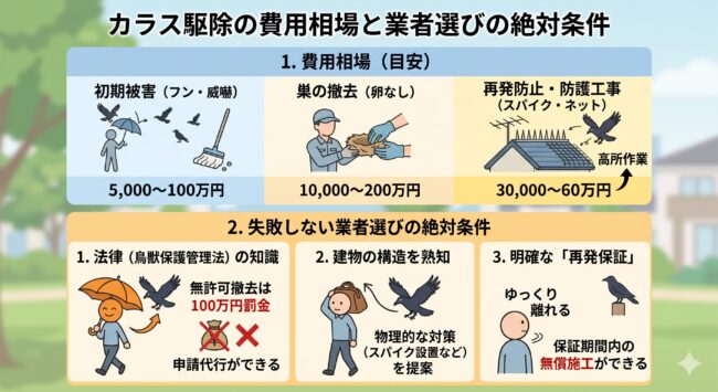 カラス駆除の費用相場と業者選びの絶対条件