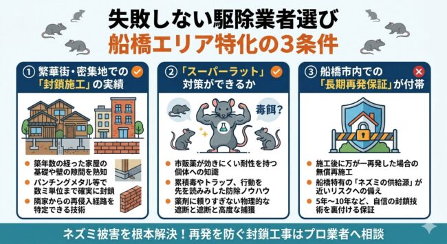 失敗しない駆除業者選び船橋エリア特化の3条件