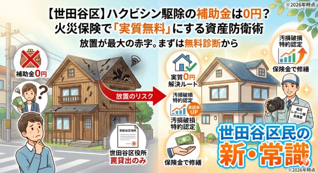 【世田谷区】ハクビシン駆除の補助金は0円？火災保険で「実質無料」にする逆転ルートを徹底解説