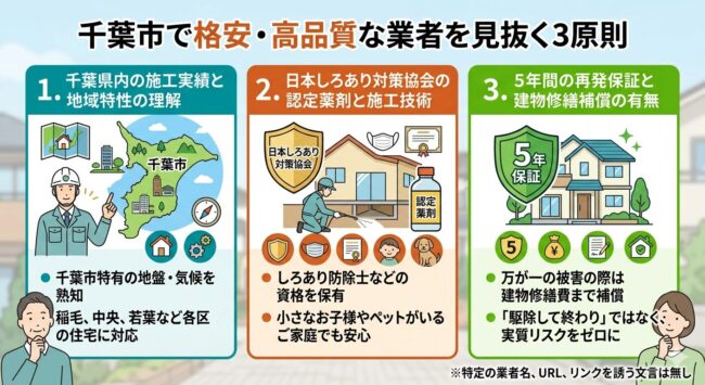 千葉市で格安・高品質な駆除業者を見抜く3原則