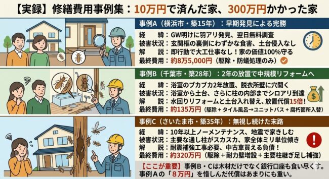 【実録】修繕費用事例集：10万円で済んだ家、300万円かかった家