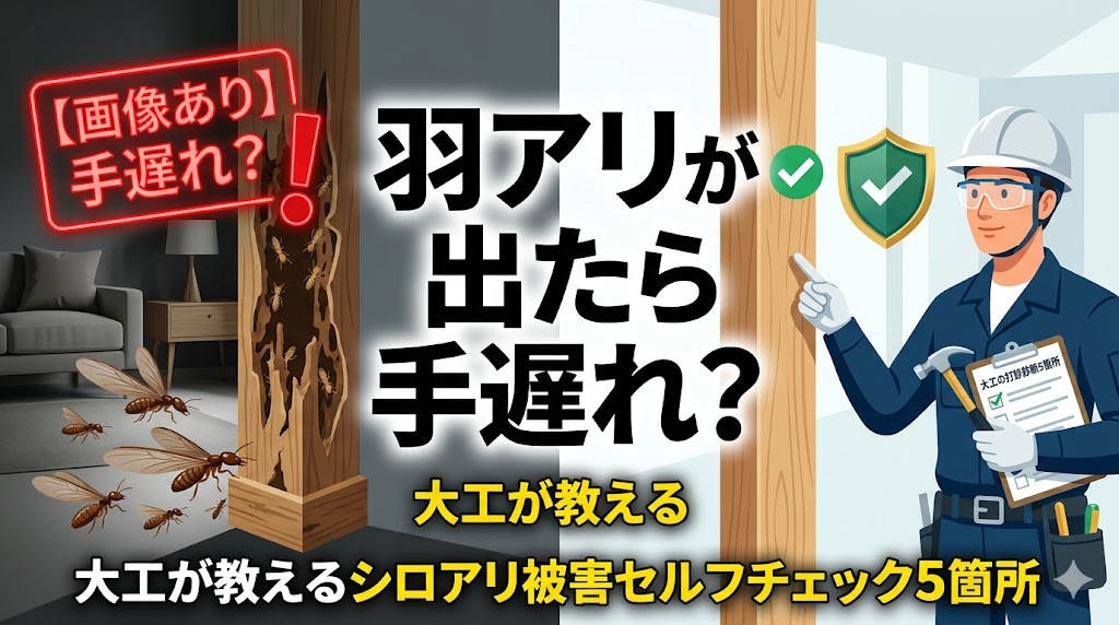 【修正用】【画像あり】羽アリが出たら手遅れ？シロアリ被害のセルフチェック5箇所と大工の打診診断