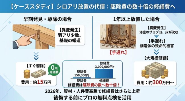 【ケーススタディ】放置の代償は「駆除費」の数十倍に