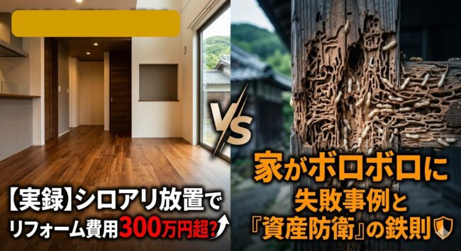 【実録】シロアリ放置でリフォーム費用300万円超？家がボロボロになった失敗事例と後悔しない「資産防衛」の鉄則