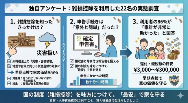 独自アンケート:雑損控除を利用した22名の実態調査