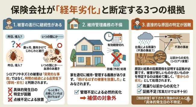 保険会社が経年劣化と断定する3つの根拠