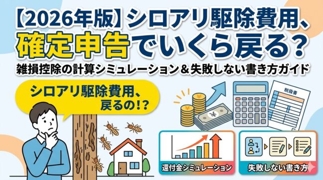 【2026年版】シロアリ駆除費用は確定申告でいくら戻る？雑損控除の計算シミュレーションと失敗しない書き方ガイド