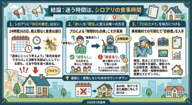結論：迷う時間は、シロアリの食事時間