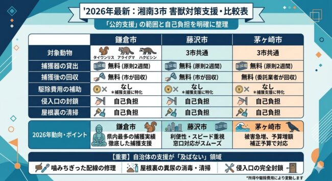 2026年最新比較表：鎌倉 vs 藤沢 vs 茅ヶ崎