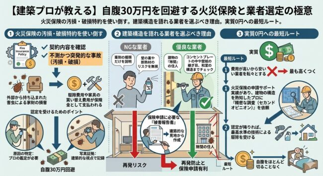 自腹30万円を回避する火災保険と業者選定の極意