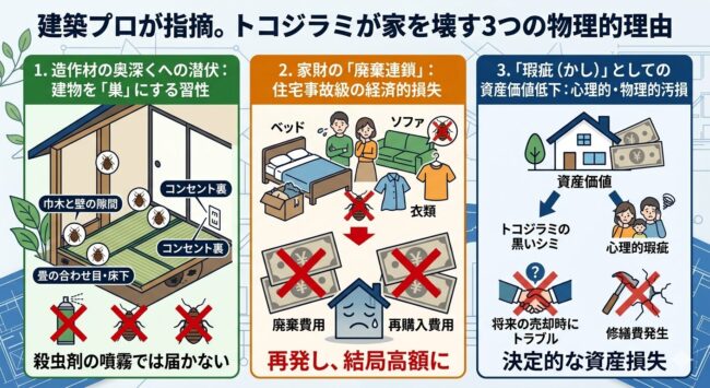 建築プロの指摘：トコジラミが家を壊す3つの物理的理由