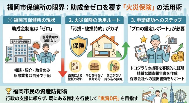 福岡市保健所のトコジラミ対応の現状（助成金なし、相談のみ）と、火災保険の汚損・破損特約を活用した実質0円への最短ルート