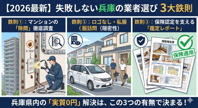兵庫県でおすすめのトコジラミ駆除業者の失敗しない選び方鉄則