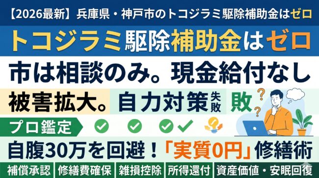 【2026最新】兵庫県・神戸市のトコジラミ駆除補助金はゼロ？自腹30万を回避して「実質0円」で根絶する資産防衛術