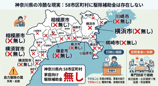 神奈川県の冷酷な現実：58市区町村に駆除補助金は存在しない