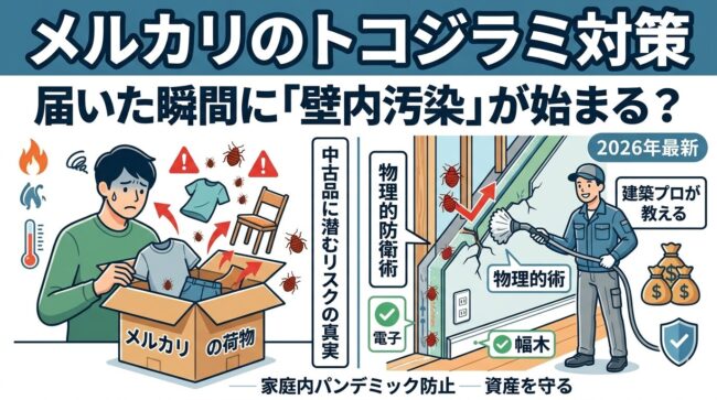 メルカリのトコジラミ対策｜届いた瞬間に「壁内汚染」が始まる？建築プロが教える中古品リスクの真実と物理的防衛術