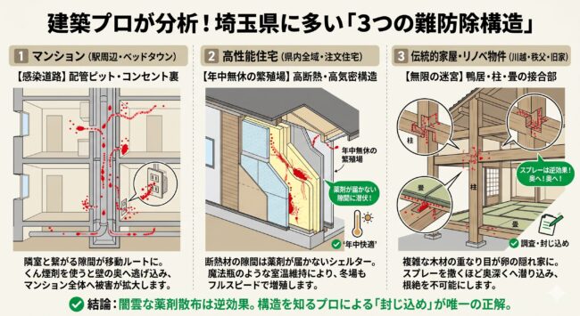 建築プロが警告：埼玉の住宅構造がトコジラミの温床になる理由
