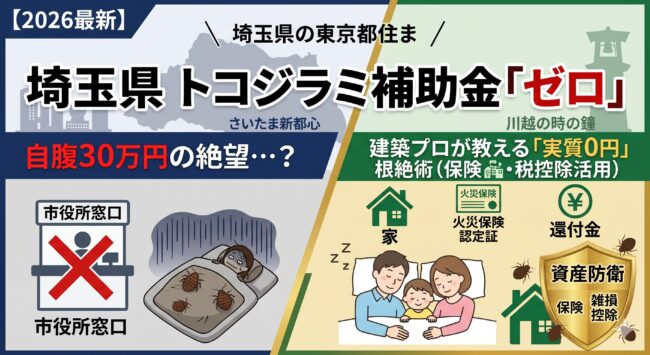 【2026最新】埼玉県・さいたま市のトコジラミ補助金はゼロ？自腹30万を回避して「実質0円」で根絶する資産防衛術