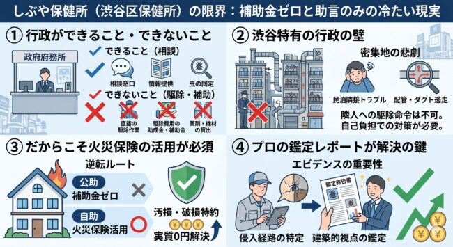 しぶや保健所のトコジラミ相談の限界と渋谷区民が火災保険で駆除費用を0円にする資産防衛術