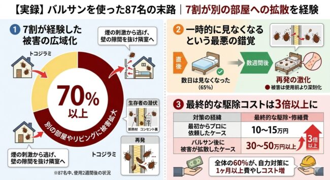 【実録】バルサンを使った87名の7割が別の部屋への拡散を経験