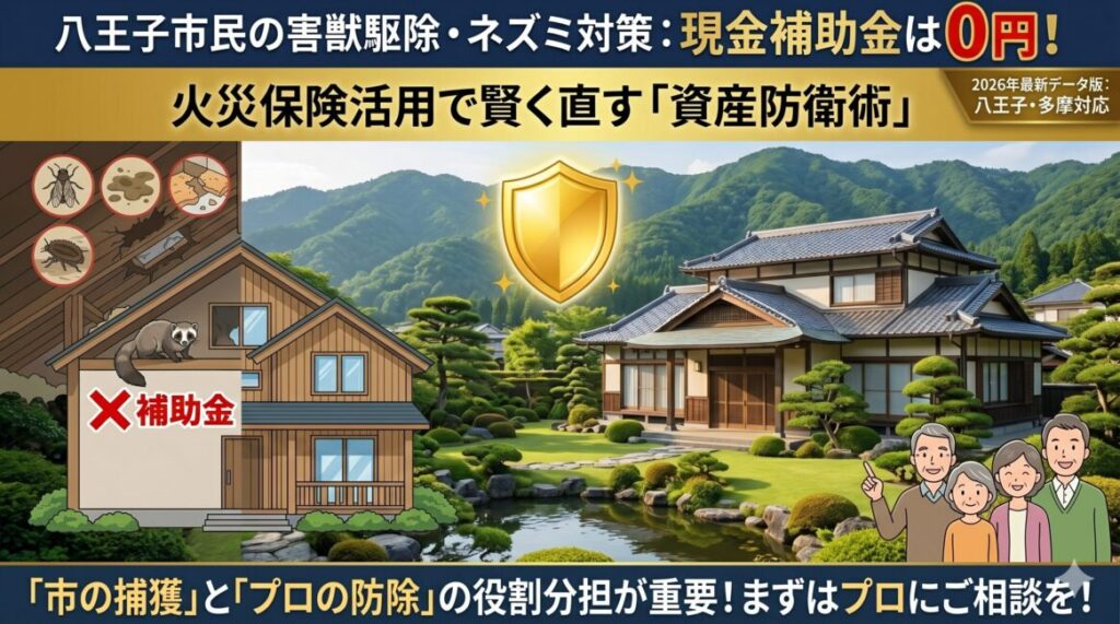 【修正用】【2026年最新】八王子市の害獣駆除に補助金は出る？火災保険で実質0円にする修繕ロードマップ