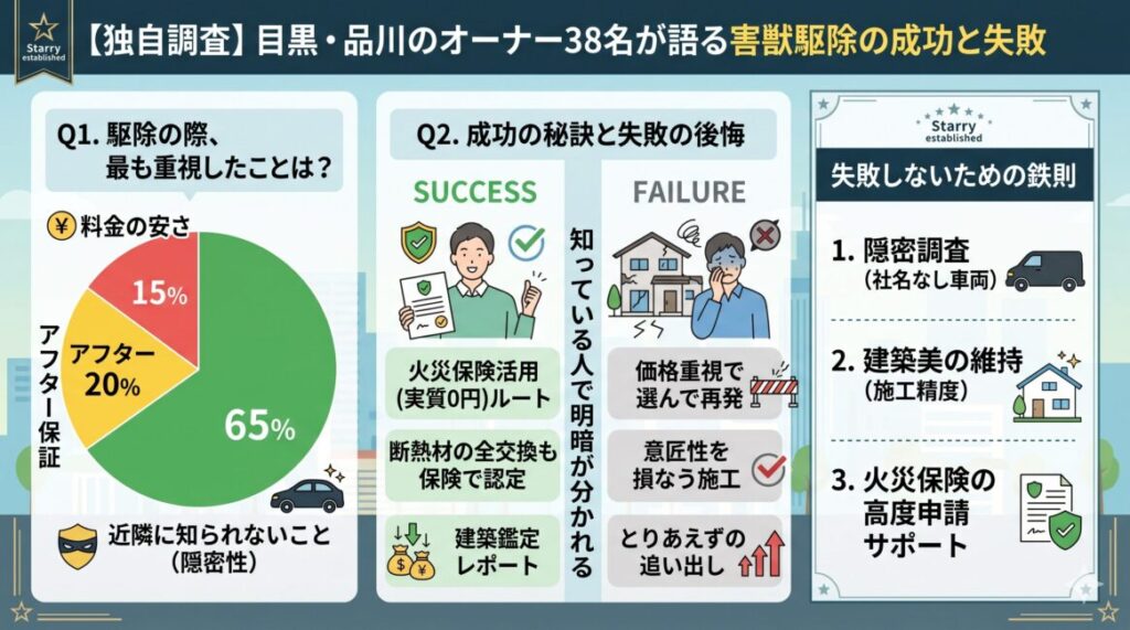【独自調査結果グラフ】目黒・品川のオーナー38名が語る害獣駆除の成功と失敗
