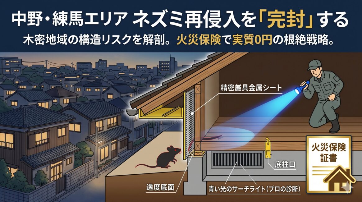 【2026】中野・練馬のネズミ駆除｜木密地域特有の「再侵入」を防ぐ建築プロの鉄則と実質0円の解決策