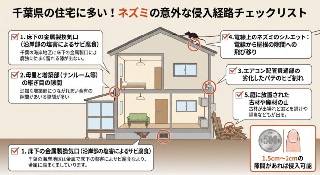千葉県特有のネズミ侵入経路チェックリスト
