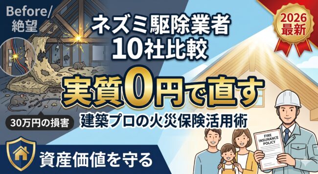 【2026最新】ネズミ駆除業者おすすめ比較10選！自腹30万円を払う前に「火災保険」で実質0円にする建築プロの鉄則