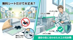 浦安市のネズミ駆除対策！市役所無料シートの罠と大工の完封術