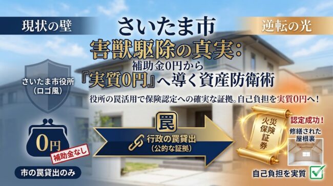 さいたま市の害獣駆除｜補助金0円の絶望を「火災保険」で覆す！実質0円で資産価値を守る逆転術