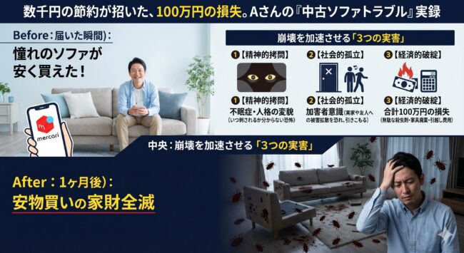 【実録】「メルカリでソファを買っただけなのに」平穏が崩壊したAさんの末路