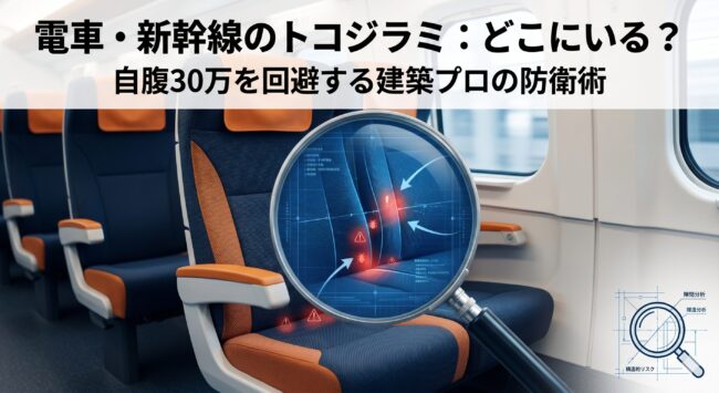 【2026】電車・新幹線のトコジラミはどこにいる？建築プロが教える座席の死角と持ち込み被害を火災保険で救う資産防衛術