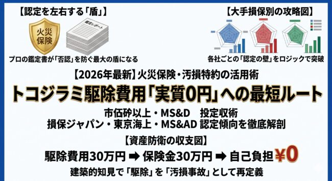 【2026年最新】トコジラミ駆除費用を火災保険で「実質0円」にする全手法｜損保ジャパン・東京海上等の認定傾向と鑑定レポートの重要性