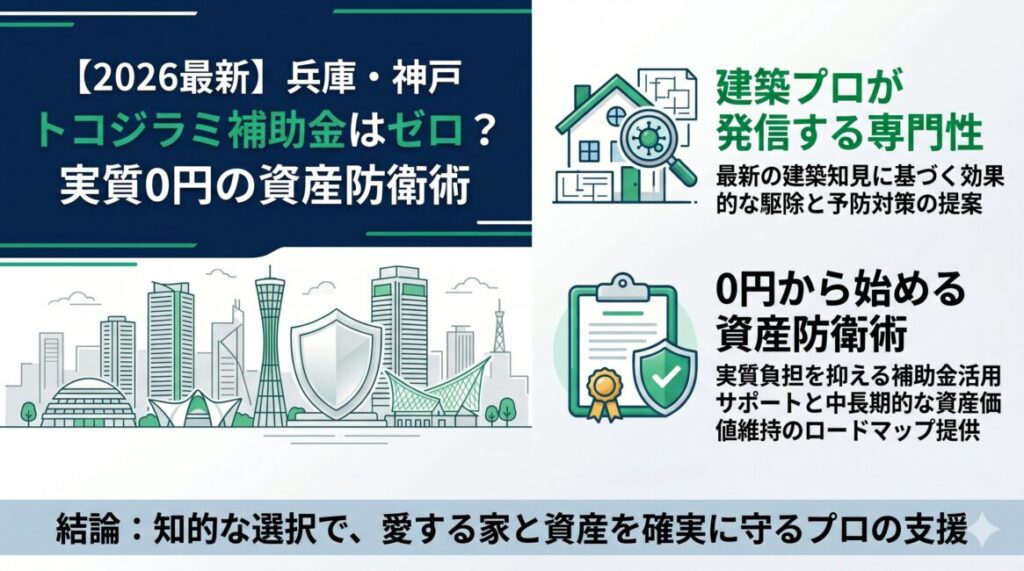 補助金ゼロの兵庫県でトコジラミ駆除の自己負担0円解決を目指すため、火災保険の汚損特約と確定申告の雑損控除という2大救済ルートをスマートフォン向けに分かりやすく解説した比較図解イラスト。特定の業者名は含みません。