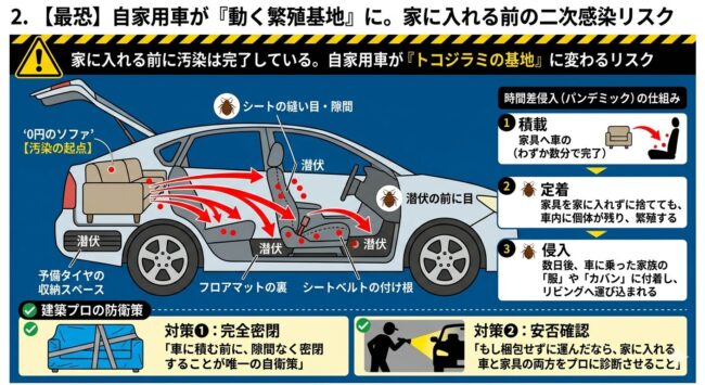 【最恐】自家用車が「動く繁殖基地」に。家に入れる前の二次感染リスク