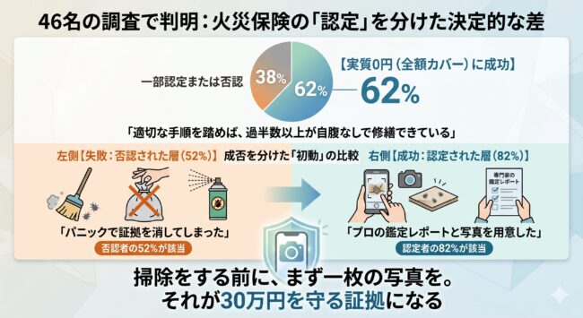 証拠写真一枚で「30万の自腹」を回避できる！46人の実録・認定データ