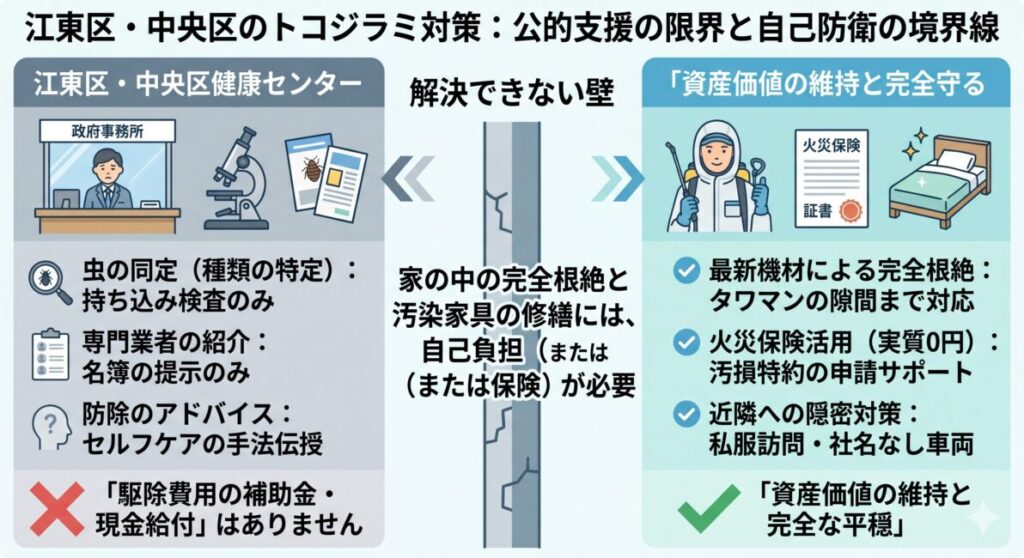 江東区・中央区に駆除費用の現金給付がないことを受けての資産価値の維持方法の図解