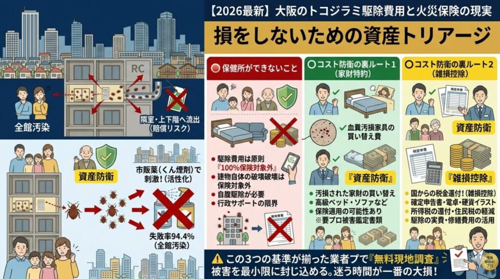 【2026最新】大阪のトコジラミ駆除おすすめ比較！補助金・大阪市保健所の現実と密集住宅リスク